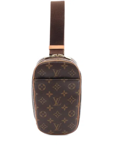 Pre-owned Louis Vuitton 2009 Monogram Pochette Gange Crossbody Bag In Brown