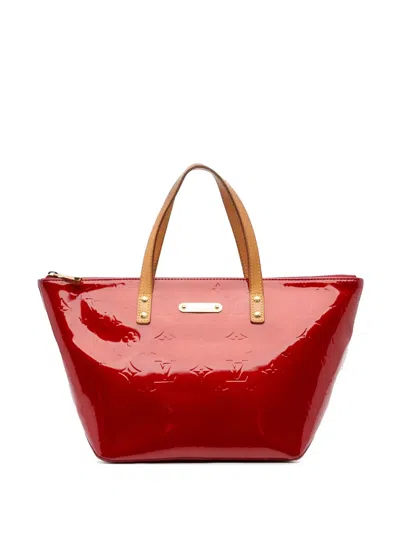 Pre-owned Louis Vuitton 2009 Monogram Vernis Bellevue Pm Tote Bag In Red