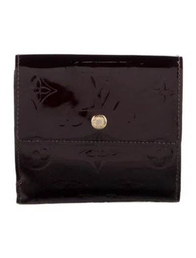 Pre-owned Louis Vuitton 2009 Monogram Vernis Elise Wallet In Burgundy