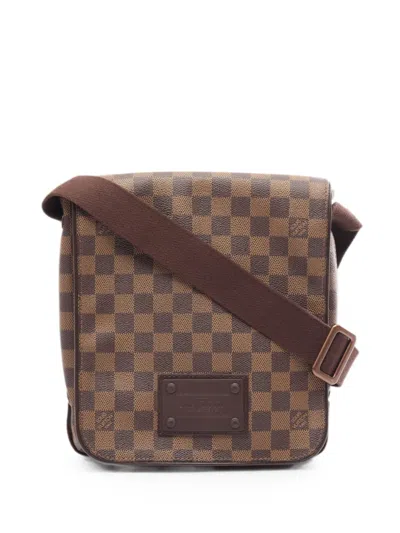 Pre-owned Louis Vuitton 2009 Pm Brooklyn Damier Ebene Shoulder Bag In Brown