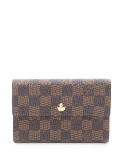 Pre-owned Louis Vuitton 2009 Portefeuille Alexandra Damier Ebene Wallet In Brown