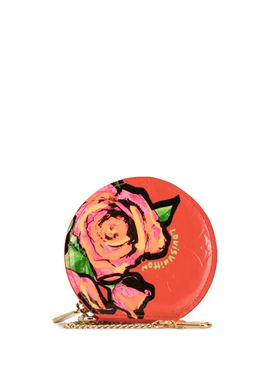 Pre-owned Louis Vuitton 2009  Rose Motif Coin Purse In Red