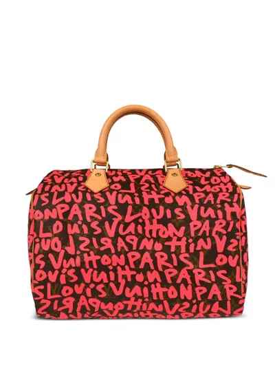 Pre-owned Louis Vuitton 2009 Speedy 30 Graffiti-monogram Tote Bag In Pink
