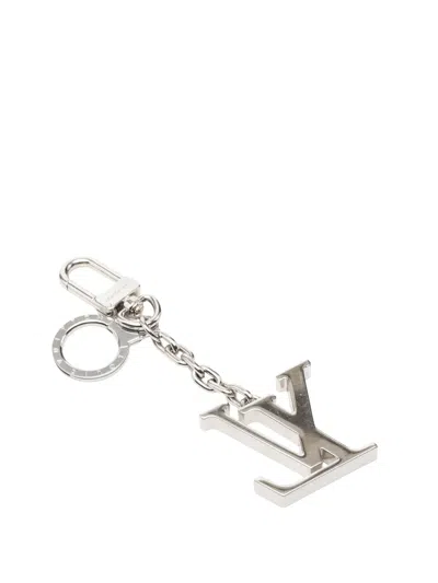 Pre-owned Louis Vuitton 2009 Stainless Steel Lv Initials Holder And Bag Charm Key Chain In Silver