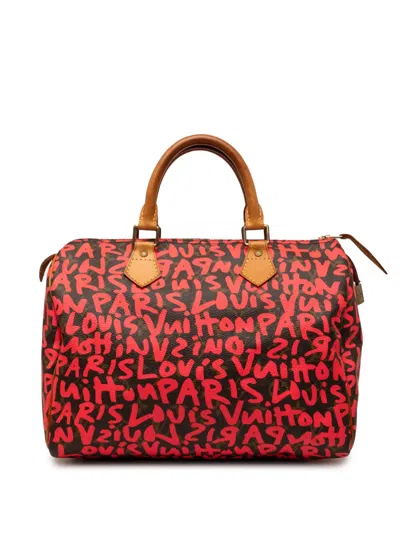 Pre-owned Louis Vuitton 2009 Stephen Sprouse Monogram Graffiti Speedy 30 Boston Bag In Brown