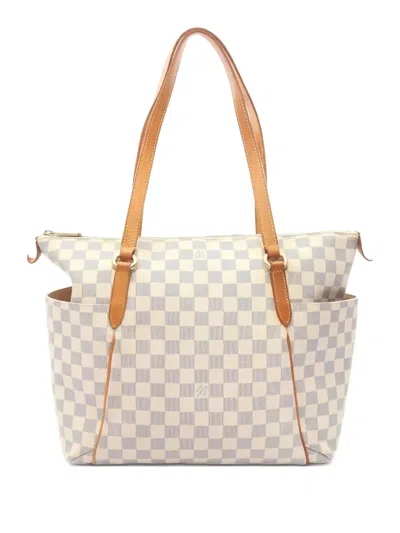 Pre-owned Louis Vuitton 2009 Totally Mm Damier Azur Tote Bag In White