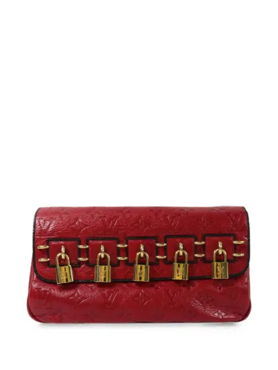 Pre-owned Louis Vuitton 2009-2010 My Deer Enigme Empreinte Leather Clutch Bag In Red