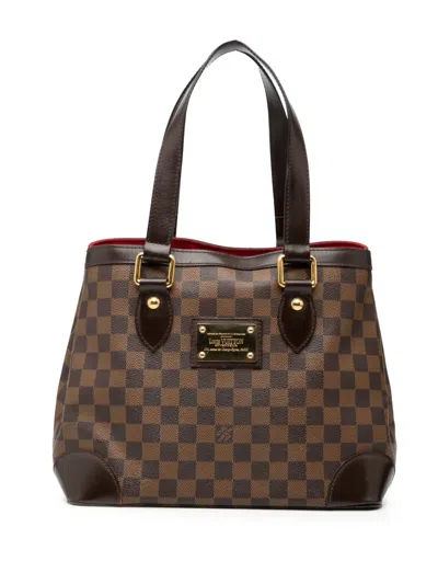 Pre-owned Louis Vuitton 2010-2025 Damier Ebene Hampstead Pm Tote Bag In Brown