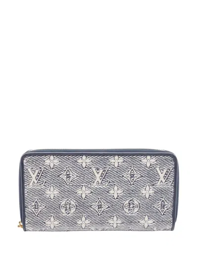 Pre-owned Louis Vuitton 2010-2025 Monogram Jacquard Zippy Wallet Long Wallets In Blue