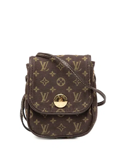 Pre-owned Louis Vuitton 2010-2025 Monogram Mini Lin Pochette Cancun Crossbody Bag In Brown