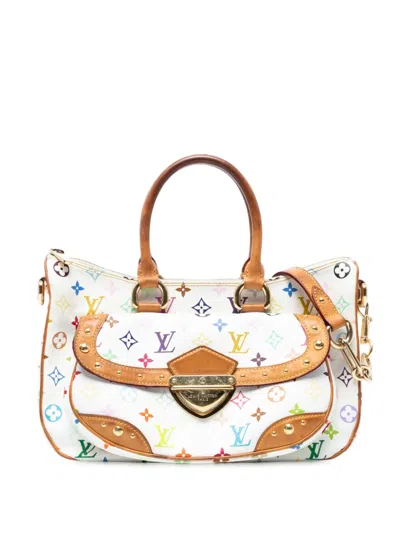 Pre-owned Louis Vuitton 2010-2025 Monogram Multicolore Rita Satchel In White