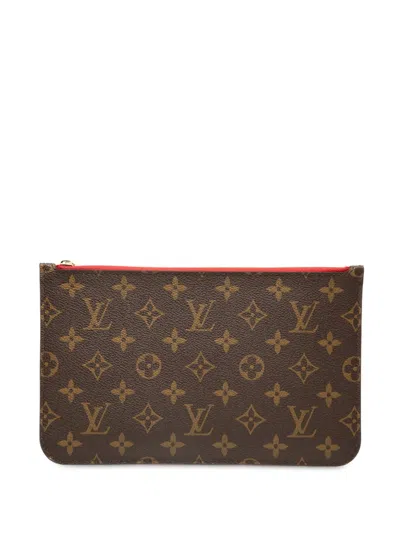 Pre-owned Louis Vuitton 2010-2025 Monogram Neverfull Pouch In Brown
