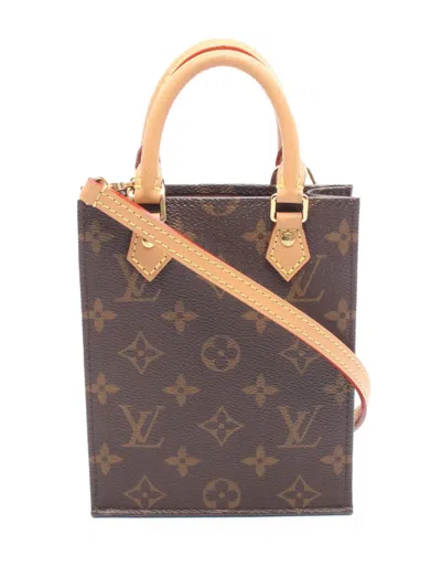 Pre-owned Louis Vuitton 2010-2025 Monogram Petit Sac Plat Satchel In Brown