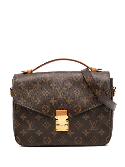 Pre-owned Louis Vuitton 2010-2025 Monogram Pochette Metis Satchel In Brown