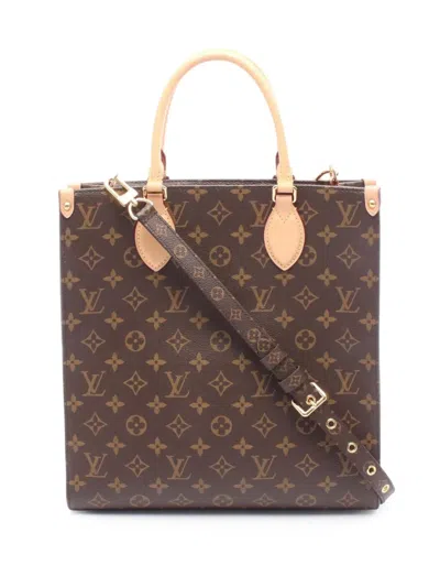 Pre-owned Louis Vuitton 2010-2025 Monogram Sac Plat Pm Satchel In Brown