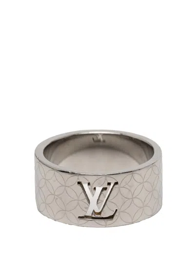 Pre-owned Louis Vuitton 2010-2025 Stainless Steel Lv Champs Elysees Ring L Costume Ring In Silver