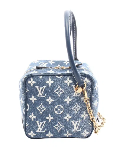 Pre-owned Louis Vuitton 2010-2026 Monogram Denim Square Bag Satchel In Blue