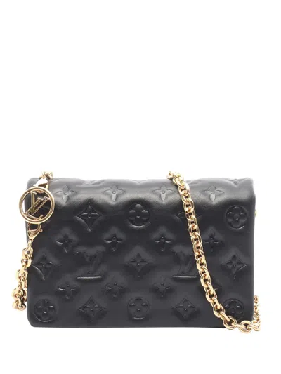 Pre-owned Louis Vuitton 2010-2026 Monogram Embossed Pochette Coussin Crossbody Bag In Black