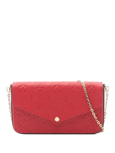 Pre-owned Louis Vuitton 2010-2026 Monogram Empreinte Pochette Felicie Crossbody Bag In Red