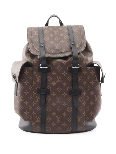 Pre-owned Louis Vuitton 2010-2026 Monogram Macassar Christopher Mm Backpack In Brown