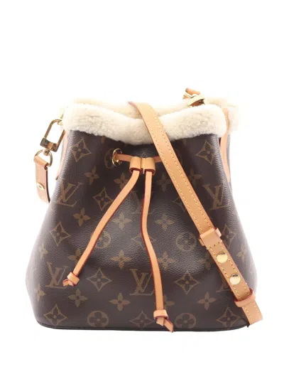 Pre-owned Louis Vuitton 2010-2026 Monogram Neonoe Shearling Bb Satchel In Brown