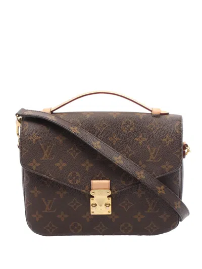 Pre-owned Louis Vuitton 2010-2026 Monogram Pochette Metis Satchel In Brown