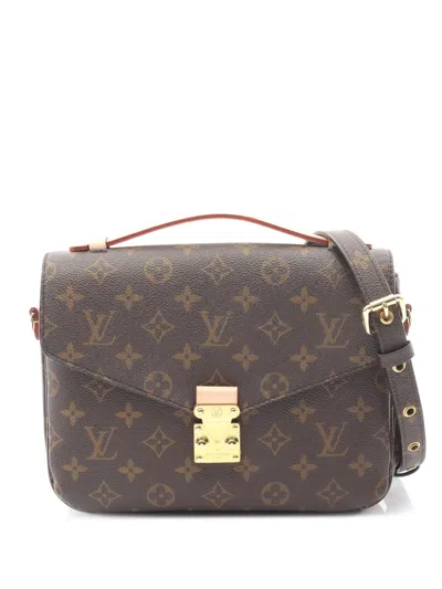 Pre-owned Louis Vuitton 2010-2026 Monogram Pochette Metis Satchel In Brown