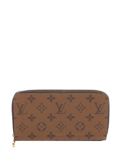 Pre-owned Louis Vuitton 2010-2026 Monogram Reverse Zippy Wallet Long Wallets In Brown