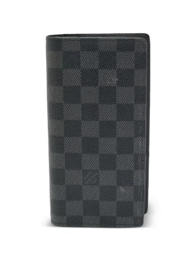 Pre-owned Louis Vuitton 2010 Brazza Damier Graphite Wallet In Black