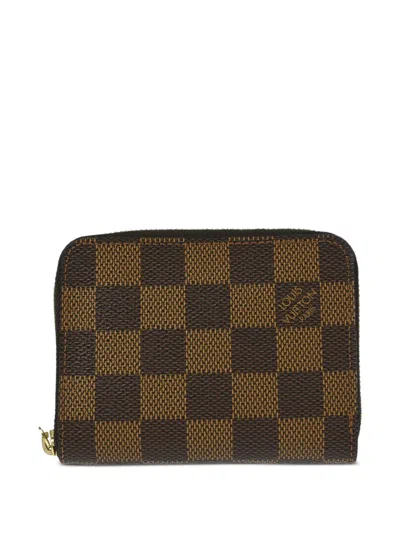 Pre-owned Louis Vuitton 2010 Checked Wallet In Brown
