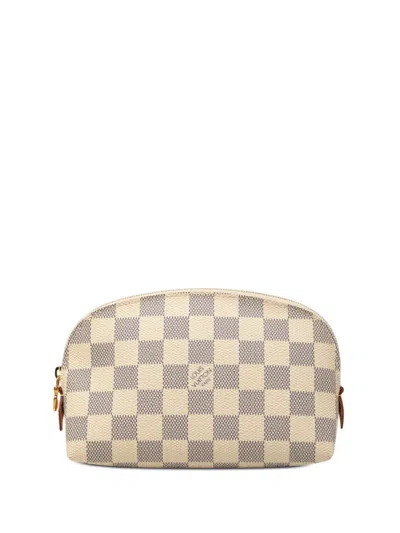 Pre-owned Louis Vuitton 2010 Damier Azur Cosmetic Pouch In White