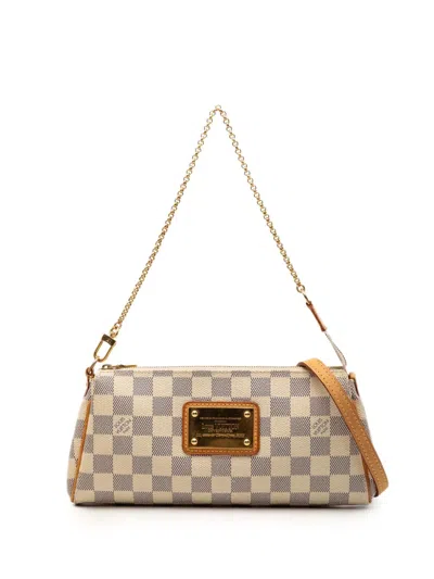 Pre-owned Louis Vuitton 2010 Damier Azur Eva Satchel In White