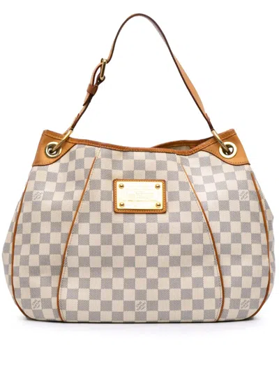 Pre-owned Louis Vuitton 2010 Damier Azur Galliera Pm Shoulder Bag In White