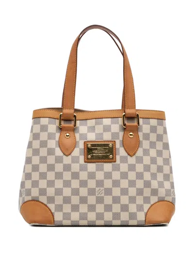Pre-owned Louis Vuitton 2010 Damier Azur Hampstead Pm Tote Bag In White