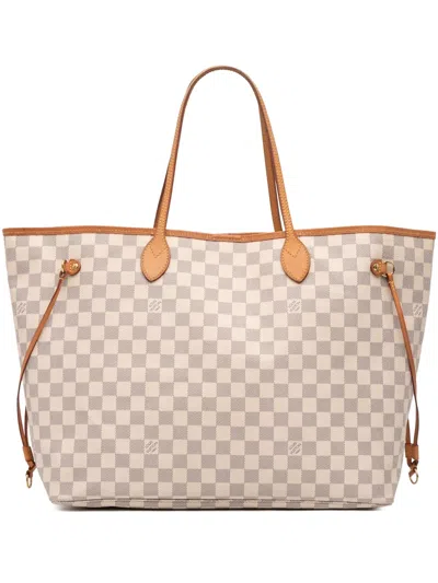 Pre-owned Louis Vuitton 2010 Damier Azur Neverfull Gm Tote Bag In White