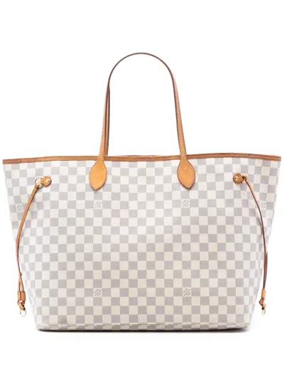 Pre-owned Louis Vuitton 2010 Damier Azur Neverfull Gm Tote Bag In White