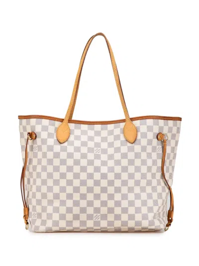 Pre-owned Louis Vuitton 2010 Damier Azur Neverfull Mm Tote Bag In Blue