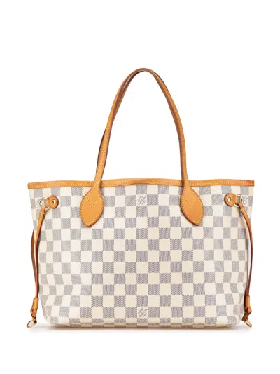 Pre-owned Louis Vuitton 2010 Damier Azur Neverfull Pm Tote Bag In Blue