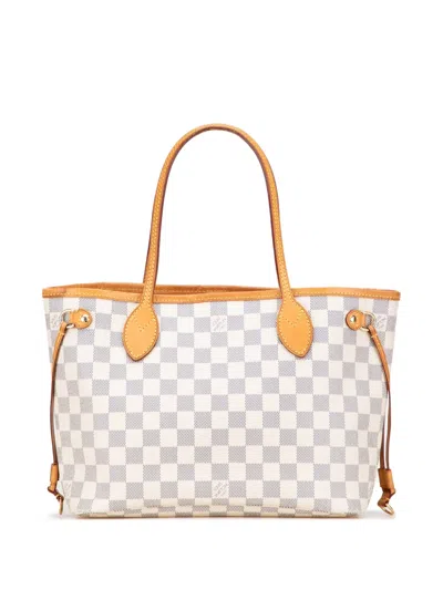 Pre-owned Louis Vuitton 2010 Damier Azur Neverfull Pm Tote Bag In White