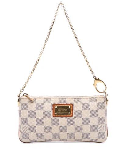 Pre-owned Louis Vuitton 2010 Damier Azur Pochette Milla Mm Handbag In White