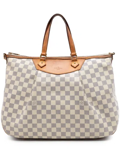 Pre-owned Louis Vuitton 2010 Damier Azur Siracusa Gm Satchel In White