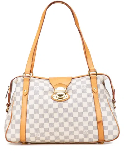 Pre-owned Louis Vuitton 2010 Damier Azur Stresa Pm Shoulder Bag In White