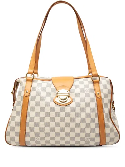 Pre-owned Louis Vuitton 2010 Damier Azur Stresa Pm Shoulder Bag In White