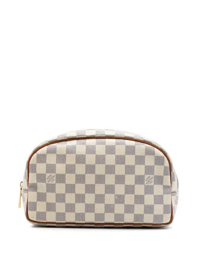 Pre-owned Louis Vuitton 2010 Damier Azur Toiletry Pouch 25 Clutch Bag In White