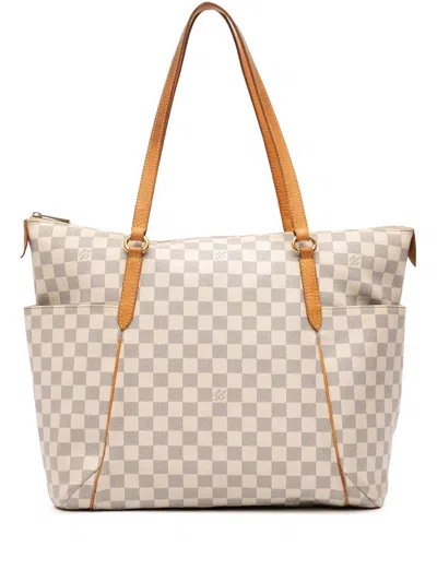 Pre-owned Louis Vuitton 2010 Damier Azur Totally Gm Shoulder Bag In White