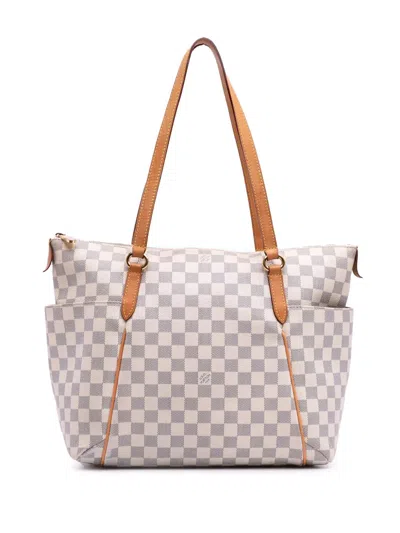 Pre-owned Louis Vuitton 2010 Damier Azur Totally Mm Tote Bag In White