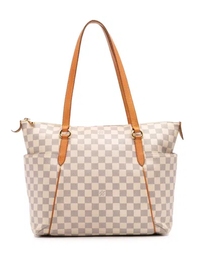 Pre-owned Louis Vuitton 2010 Damier Azur Totally Mm Tote Bag In White