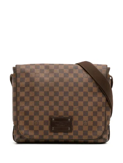 Pre-owned Louis Vuitton 2010 Damier Ebene Brooklyn Mm Crossbody Bag In Brown