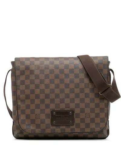 Pre-owned Louis Vuitton 2010 Damier Ebene Brooklyn Mm Crossbody Bag In Brown