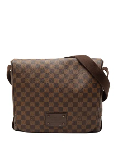 Pre-owned Louis Vuitton 2010 Damier Ebene Brooklyn Mm Crossbody Bag In Brown